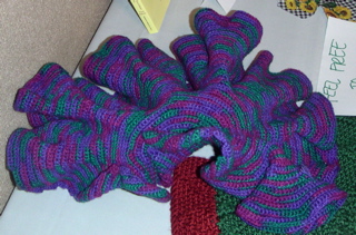 A variegated hyperbolic plane, crocheted by Daina