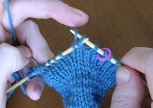 knit into leg