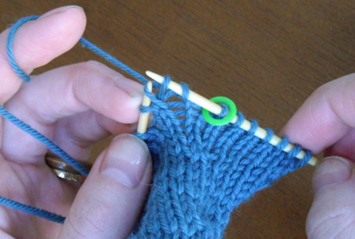 knitting into leg